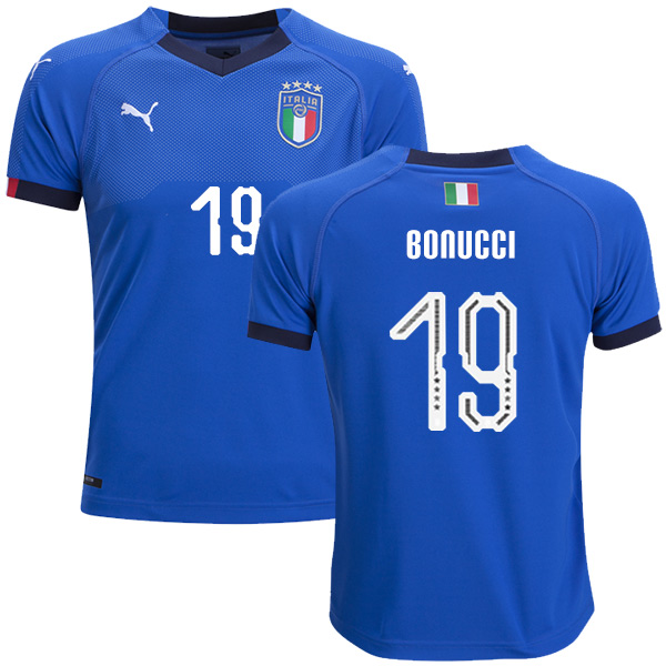 Italy #19 Bonucci Home Kid Soccer Country Jersey